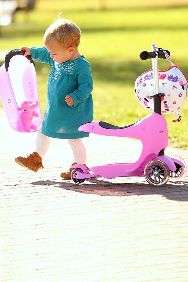 Trotineta Micro Mini2go Deluxe Pink | Cu Scaunel și Depozitare - imagine 4