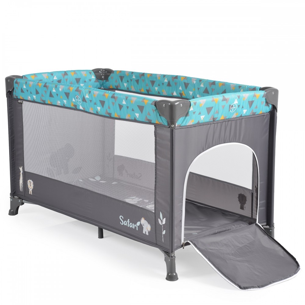 Patut Pliabil Moni Safari Turquoise, cu Nivel si Saltea - imagine 2