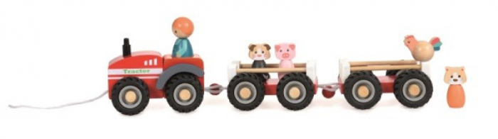 Tractor cu remorcă și figurine lemn Egmont