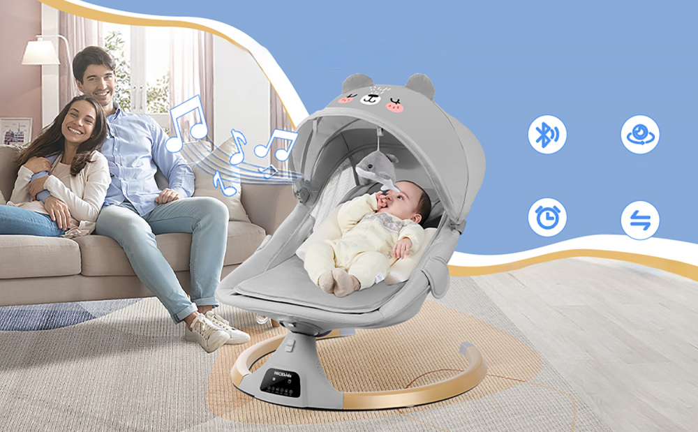 Leagan Electric 3in1 NiceKids Grey, cu Telecomanda - imagine 5