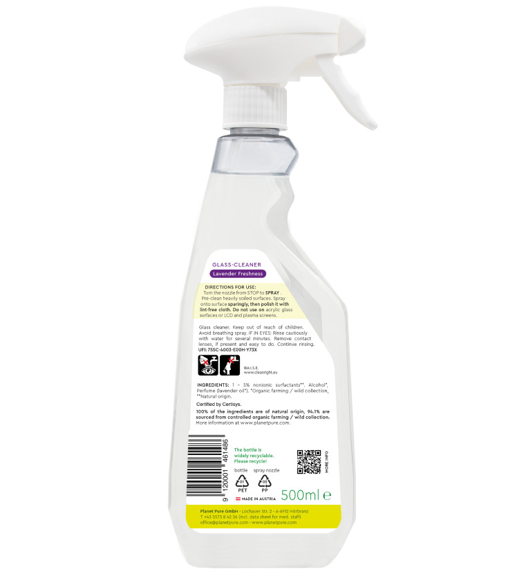 Detergent Bio Sticlă Lavandă 500ml Planet Pure