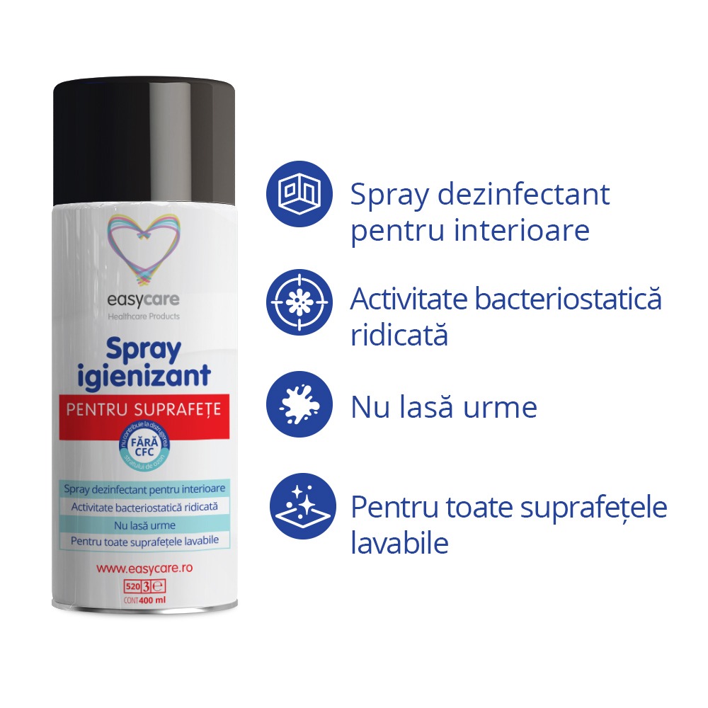 Spray Igienizant Easycare 400ml - Dezinfectant Suprafețe - imagine 2