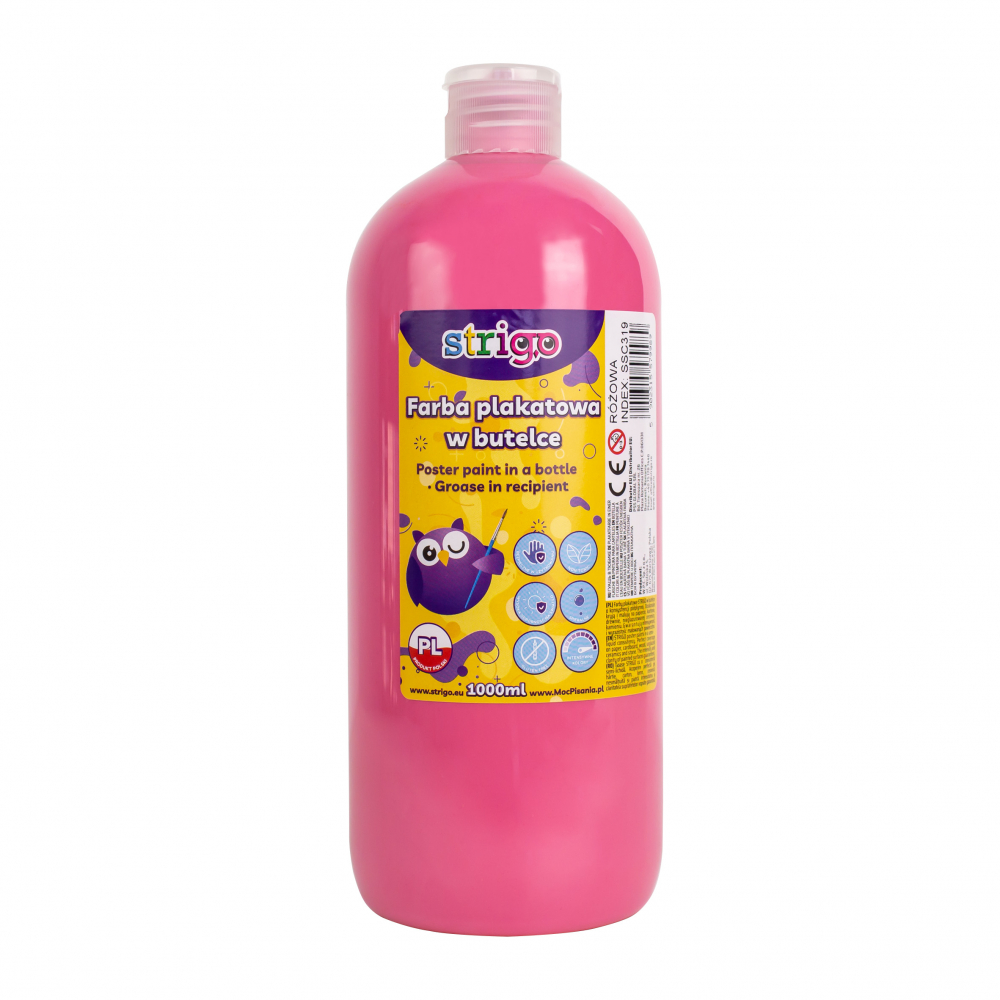 Guașă Strigo Roz 1000 ml | Vopsea Intensă pentru Școală