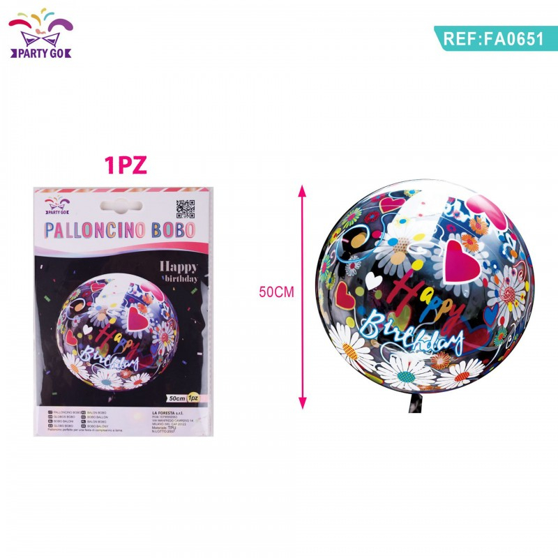 Balon Folie PartyGo Happy Birthday 50cm Transparent