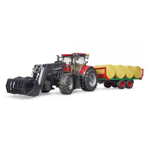 Bruder Tractor Case IH Optum cu Încărcător și Remorcă - imagine 3