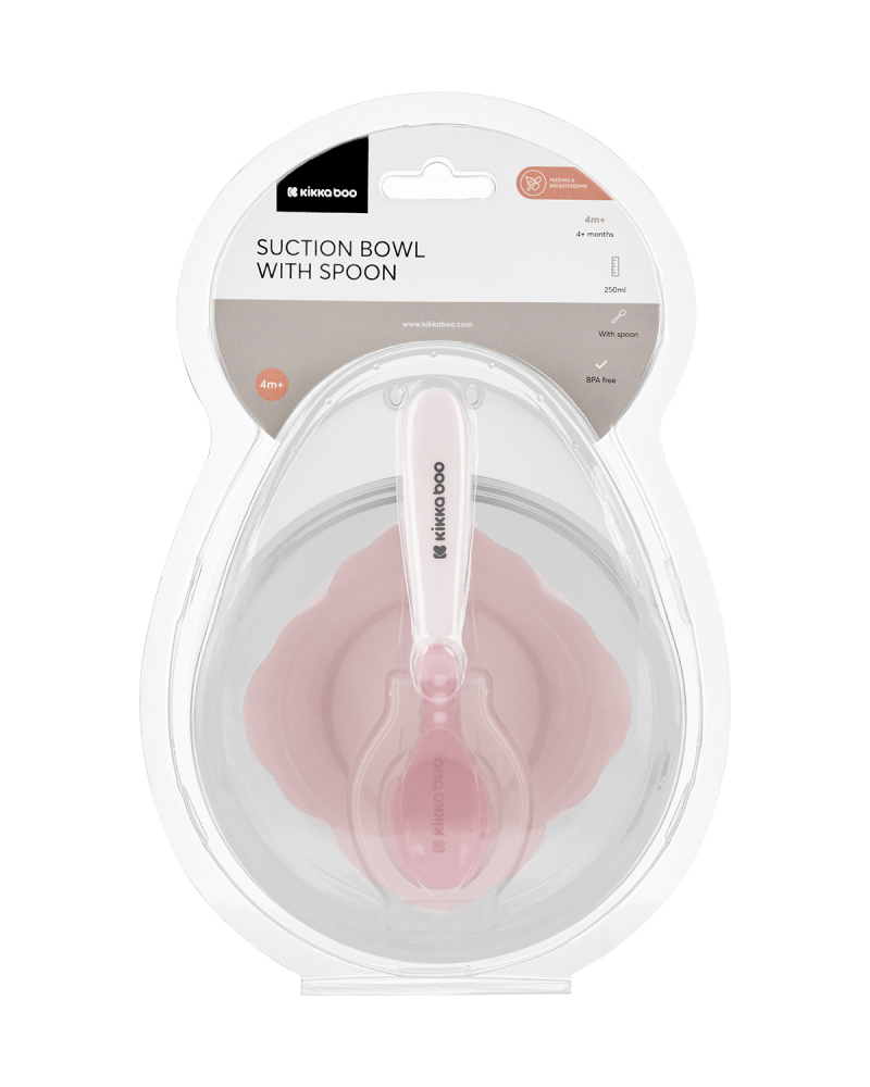 Set Castron cu Ventuza Kikkaboo, 250ml, Pink