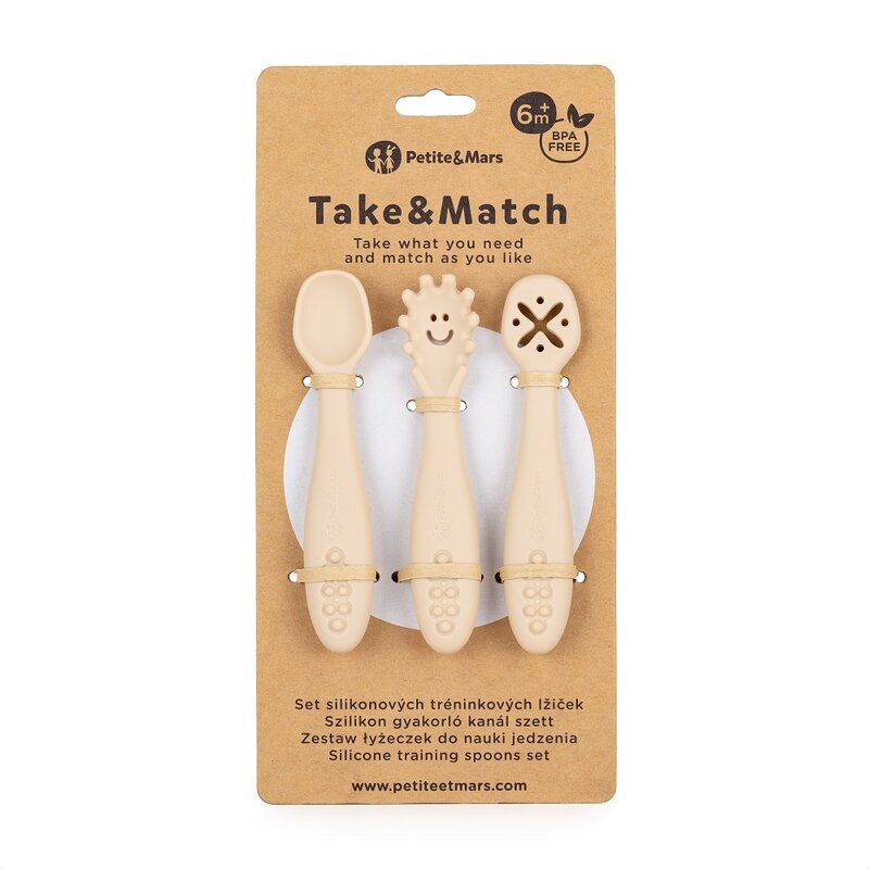 Set 3 lingurițe silicon bej Petite&Mars