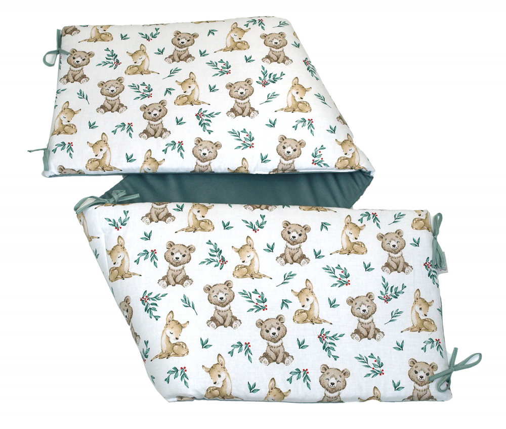 Aparatoare Patut Amy Teddy Velvet Khaki, 2 Fete - imagine 2