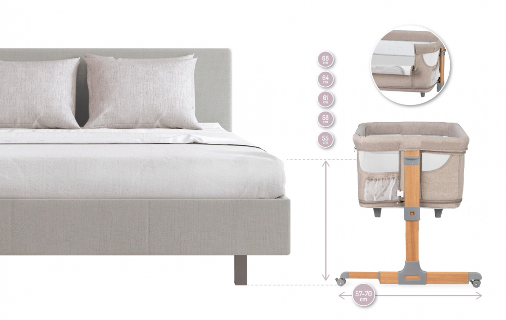 Co-sleeper Momi Smart Bed 4in1 Beige - imagine 4