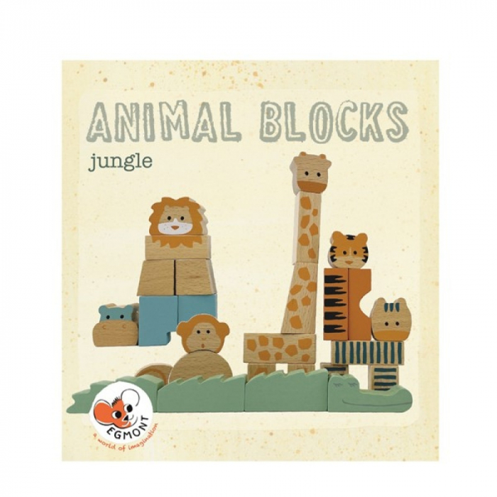 Cuburi Lemn Animale Jungle Egmont | Motricitate Fină