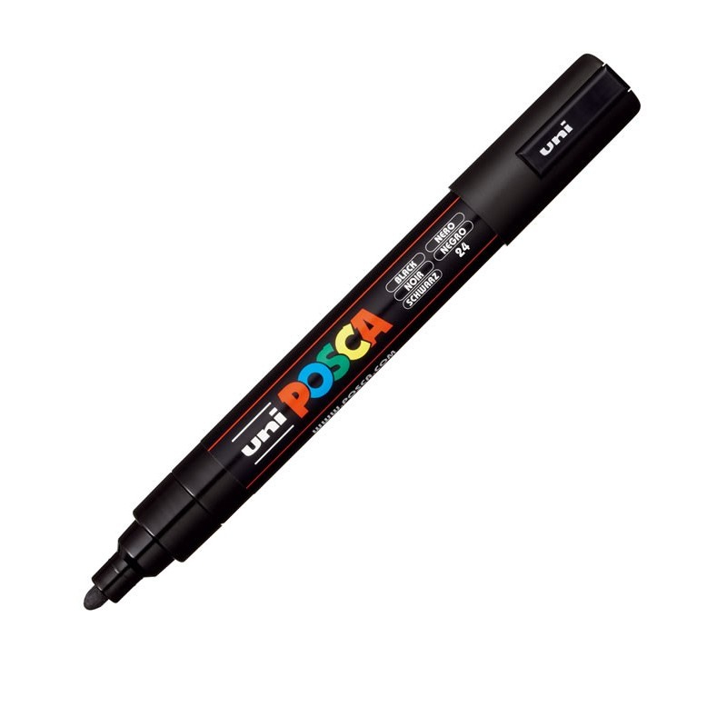 Marker Posca PC-5M, 1.8-2.5 mm, Negru, Versatil