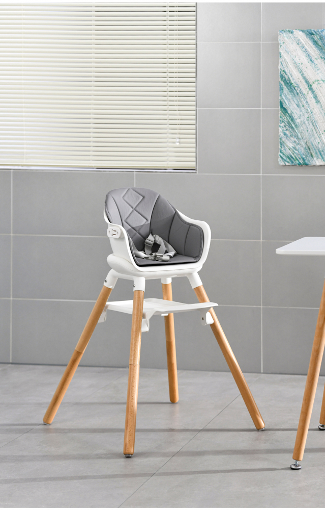 Scaun de masa Little Mom Wooden Gray 2in1 - imagine 6