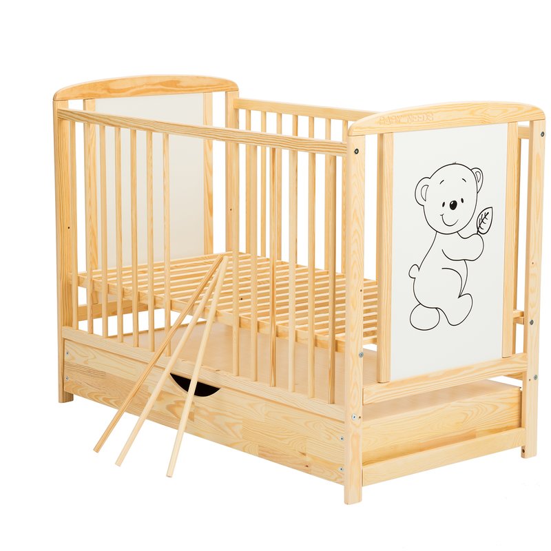 Patut Timmi BabyNeeds 120x60 cu Sertar, Lemn Masiv - imagine 5