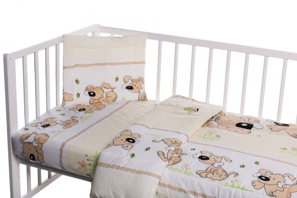 Lenjerie Patut Puppy Beige, 3 Piese, Nichiduta - imagine 2