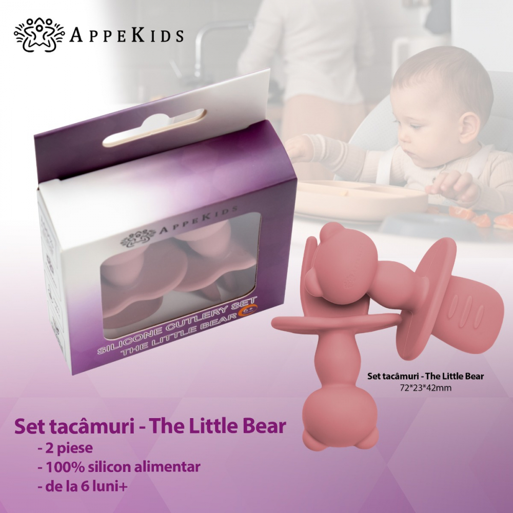 Set tacamuri silicon AppeKids The Little Bear Old Rose - imagine 2