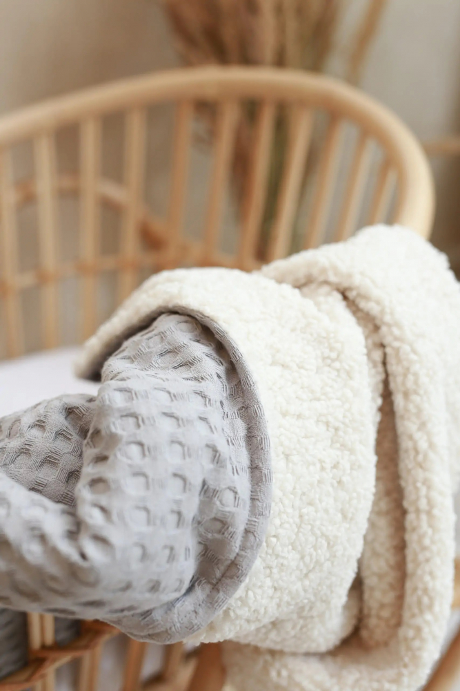 Paturica BabyLy Reversibilă Bumbac Waffle 100x70cm - imagine 5