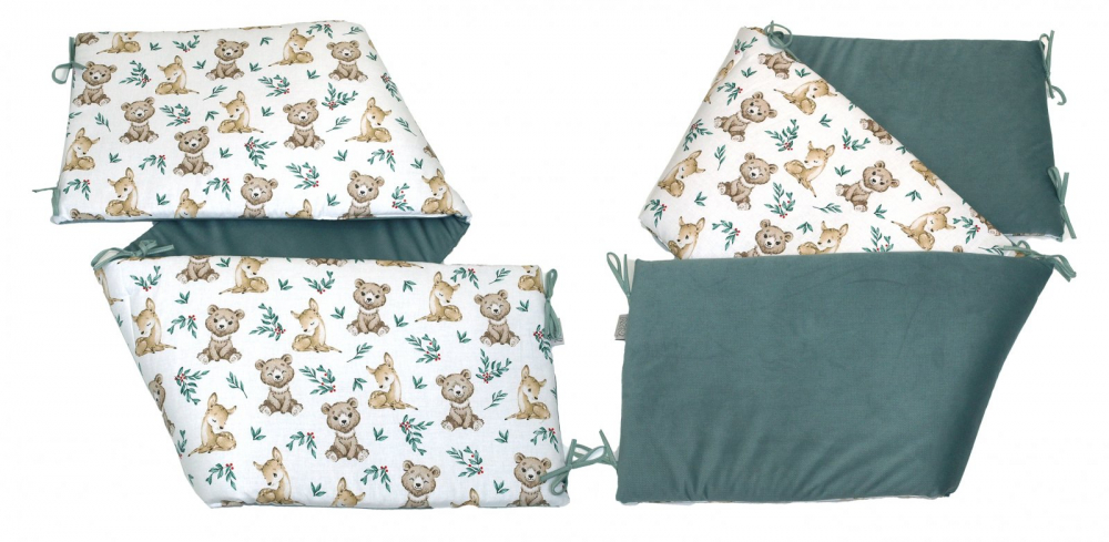 Aparatoare Patut Amy Teddy Velvet Khaki, 2 Fete - imagine 4