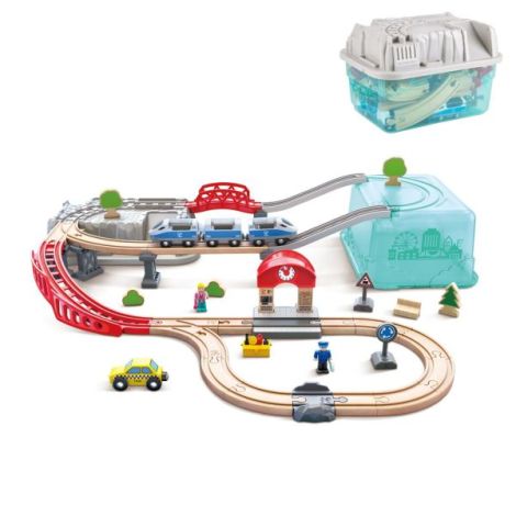 Set Tren Oraș Hape 48 piese - Jucărie Lemn - imagine 4