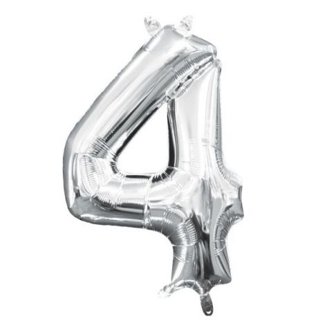 Balon Folie Argintiu Cifra 4 | Amscan