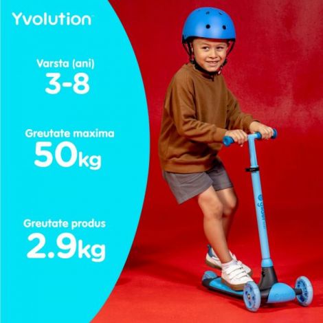 Trotineta Yvolution Y Glider Kiwi cu 3 roti si LED - imagine 6