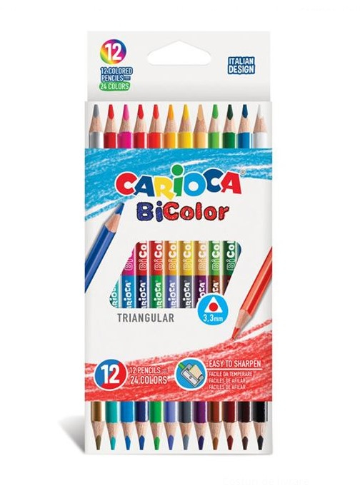 Set 12 Creioane Colorate Carioca Bicolor