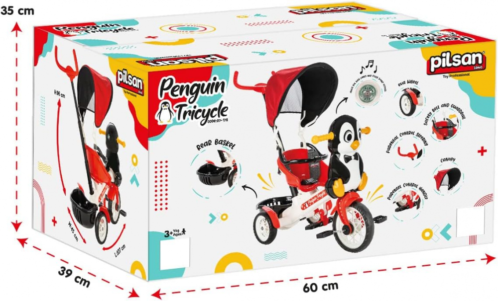 Tricicleta Pilsan Dream Pinguin cu Control Parental - imagine 3