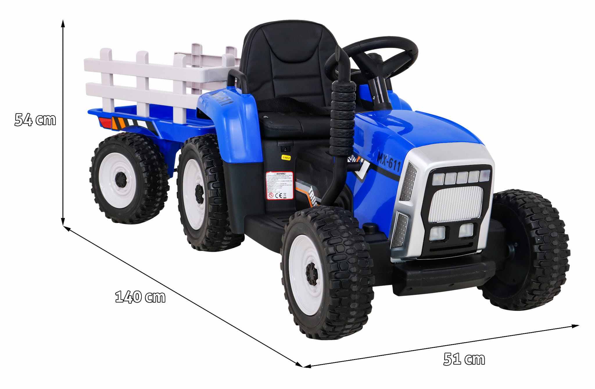 Tractor Electric Copii cu Remorcă Albastru Autokids - imagine 3