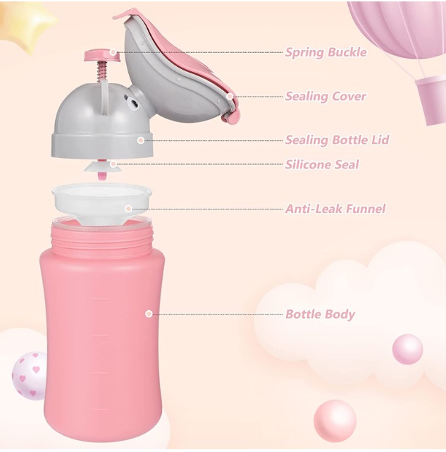 Pisoar Portabil Little Mom Travel Pink - Reutilizabil - imagine 10