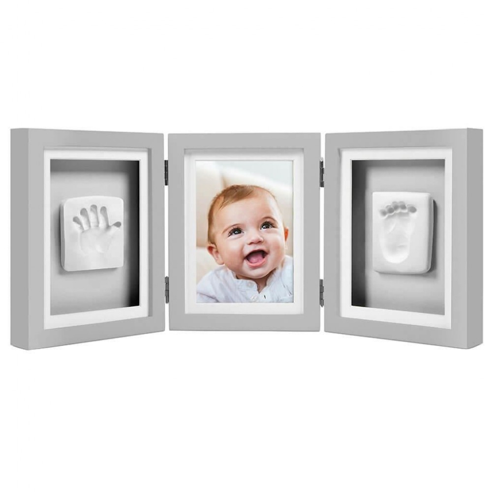 Kit rama foto tripla gri Pearhead cu amprente - imagine 3