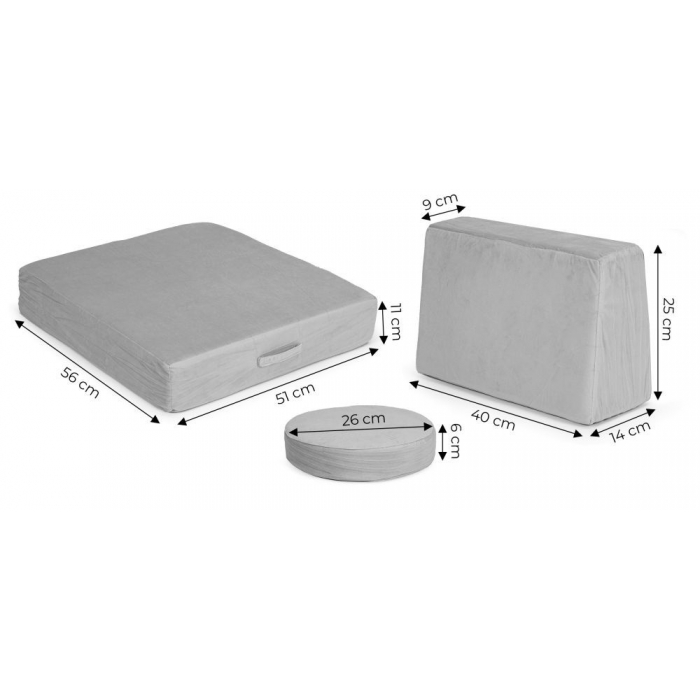 Canapea Modulară Ecotoys Gri - 8 Perne Confortabile - imagine 6