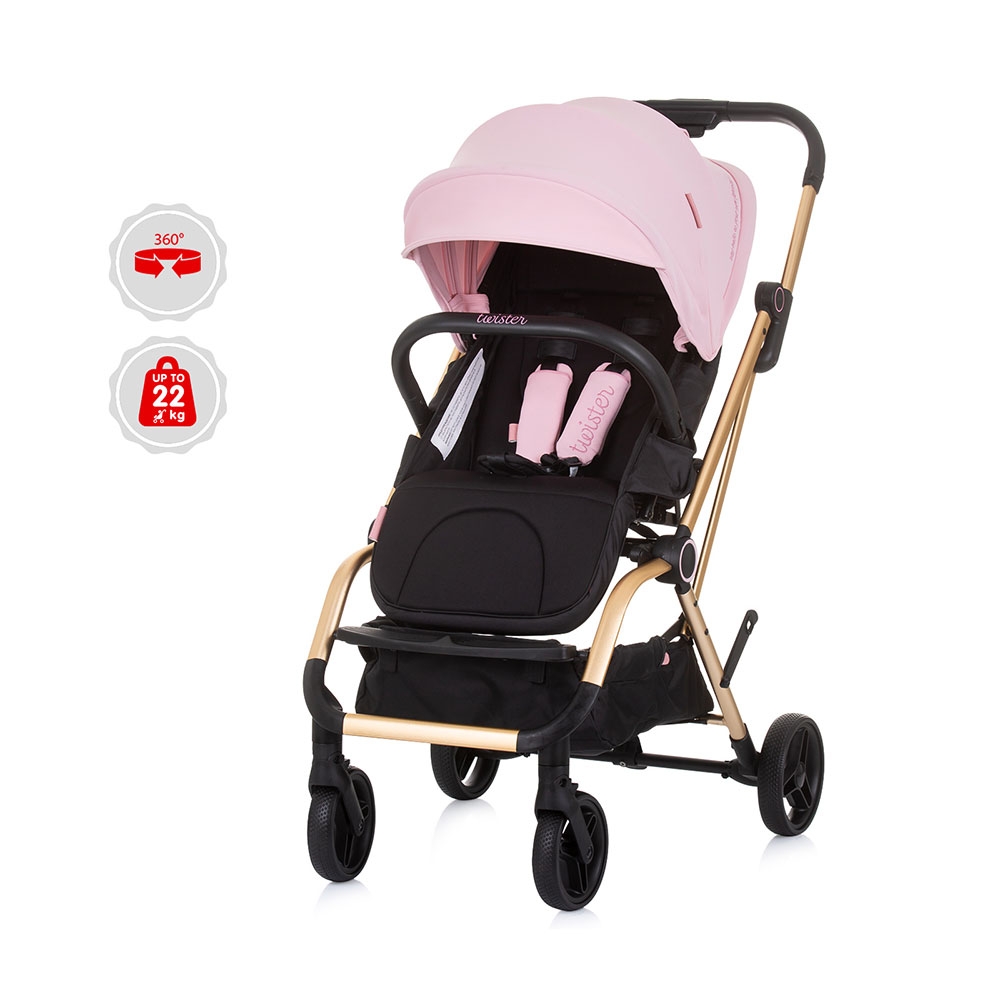 Carucior Chipolino Twister Rose Water, sezut rotativ