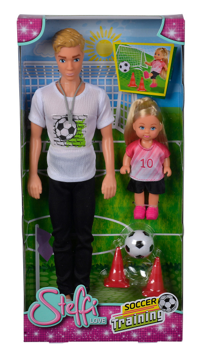 Set Păpuși Kevin și Evi Antrenament Fotbal Steffi Love