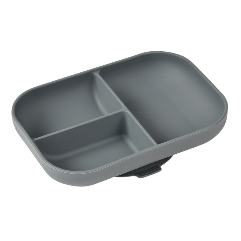 Farfurie Beaba Mineral Grey cu ventuza, silicon - imagine 2