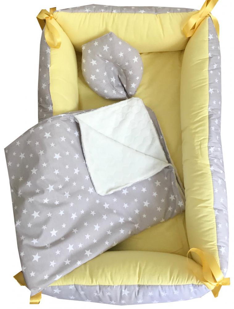 Reductor Bebe Bed Nest Deseda Stelute, Gri-Galben