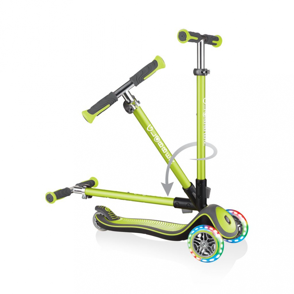 Globber Elite Deluxe Lights Verde | Trotineta Pliabila cu LED - imagine 2