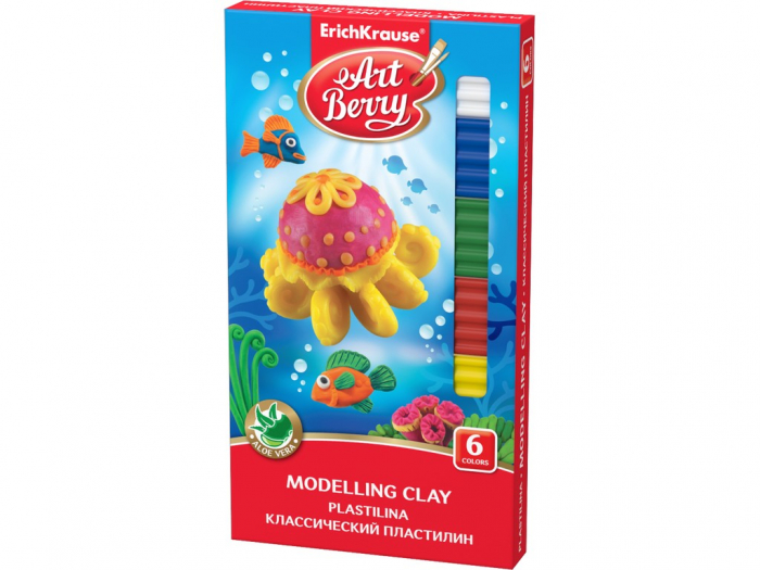 Plastilina ArtBerry cu Aloe Vera, 6 culori + cutit