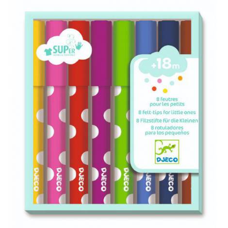 Carioci Lavabile Djeco - Set 8 Culori, Sigure pentru Copii
