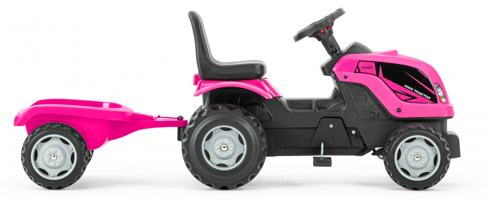 Tractor cu pedale Micromax MMX Pink și remorcă - imagine 4