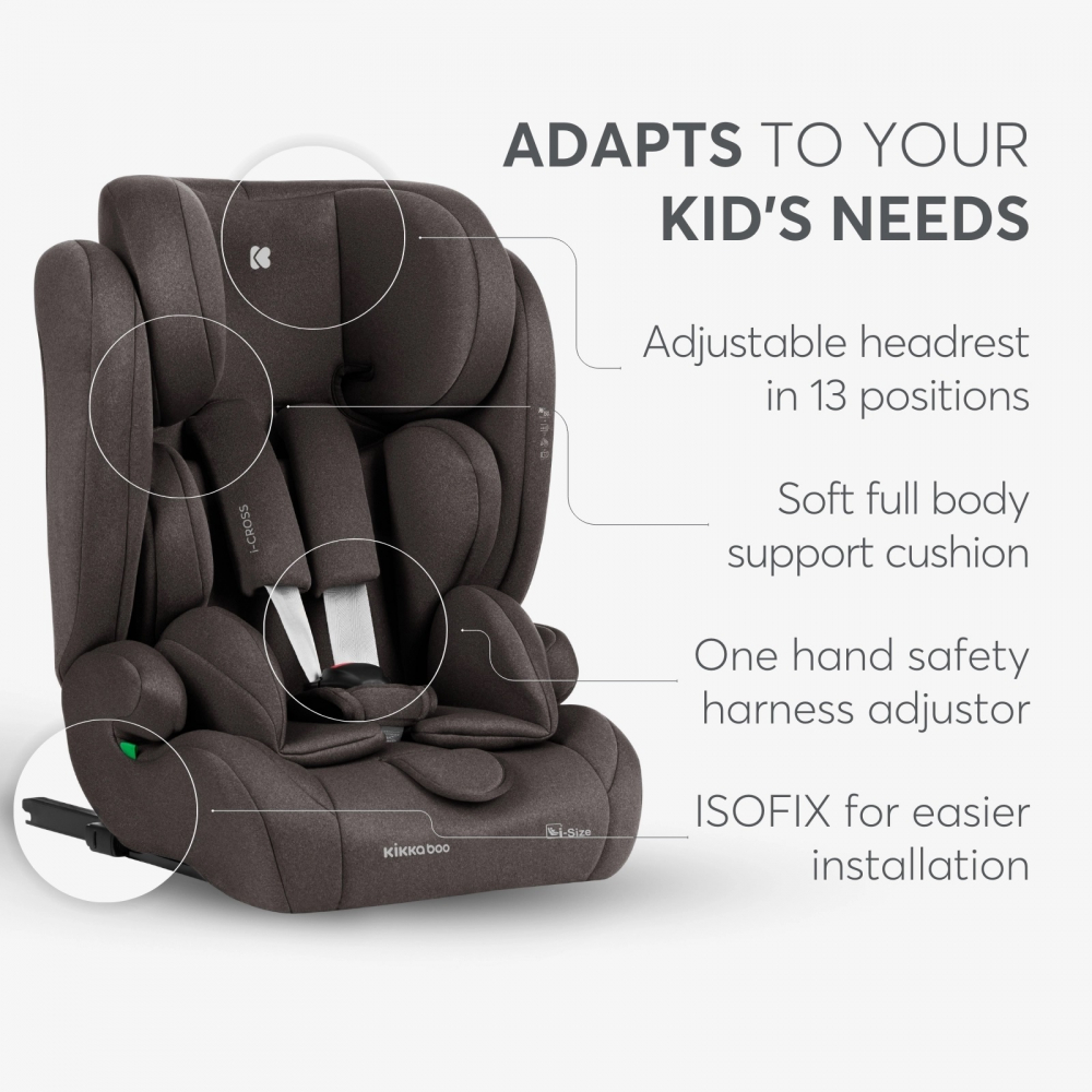 Scaun Auto Kikkaboo i-Cross ISOFIX Brown - imagine 6