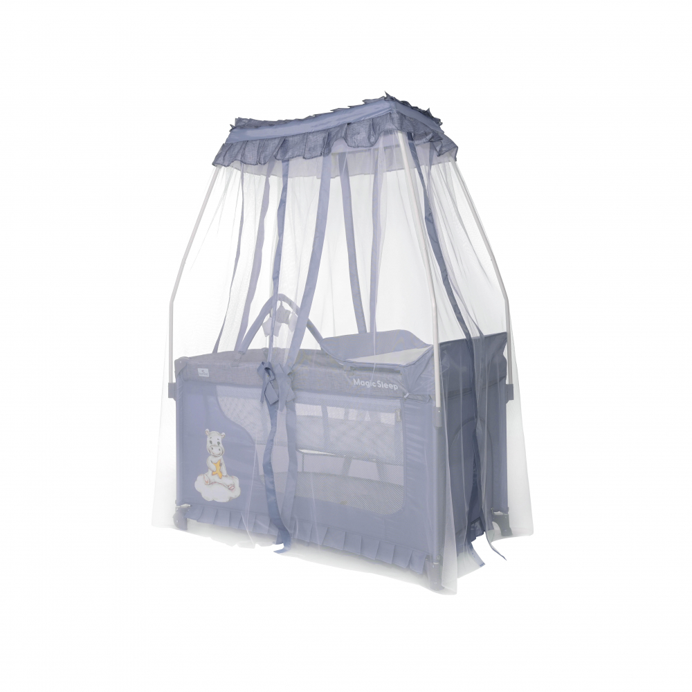 Patut pliabil Magic Sleep Lorelli, Cool Grey Hippo - imagine 3