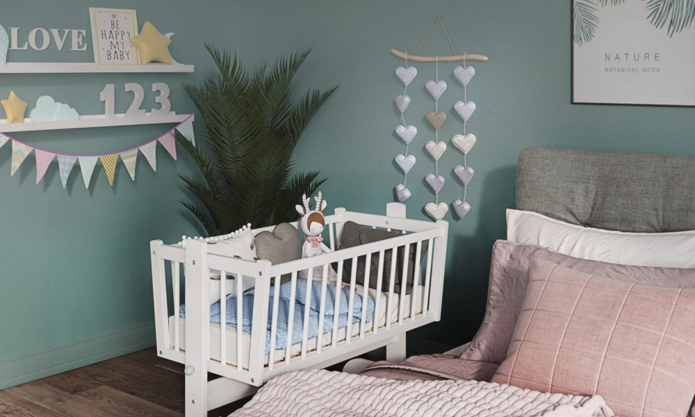 Patut balansoar Nichiduta Baby Zoo Alb, 90x40 cm - imagine 4