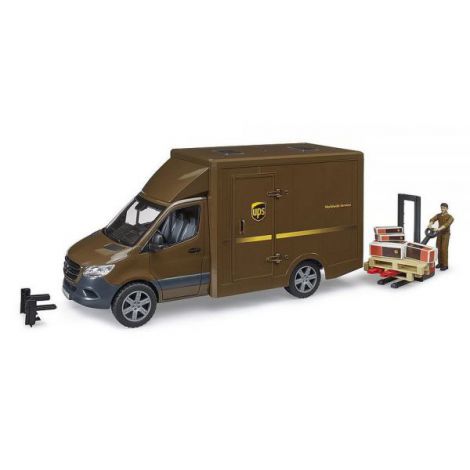 Bruder Masina UPS Mercedes Benz cu Sofer si Accesorii