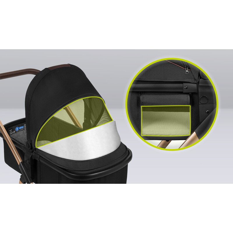 Carucior Lionelo Amber 3 in 1, Aluminiu, Negru - imagine 3
