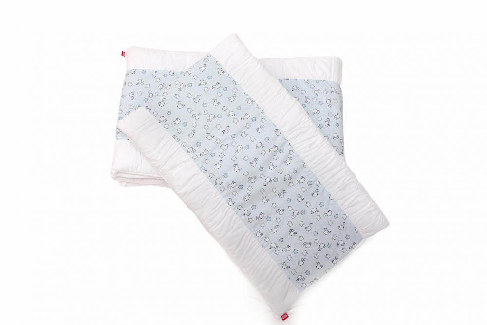Set protecții pătuț KidsDecor Blue Ducks, 50x100 cm
