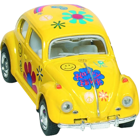 Goki VW Beetle Classic 1:64 - Model Floral Galben