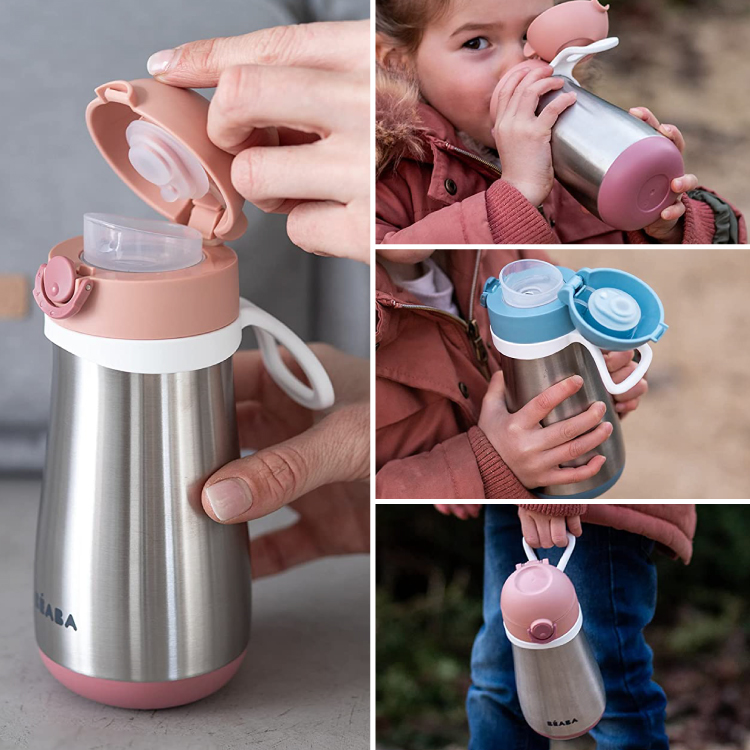 Sticlă Inox Beaba 350ml Old Pink | Ideală Copii - imagine 3