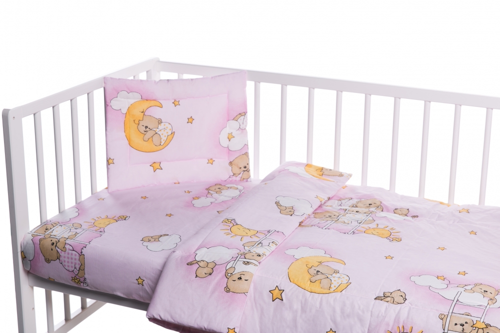 Lenjerie Patut 3 Piese Nichiduta Ursuletul Somnoros Roz - imagine 2