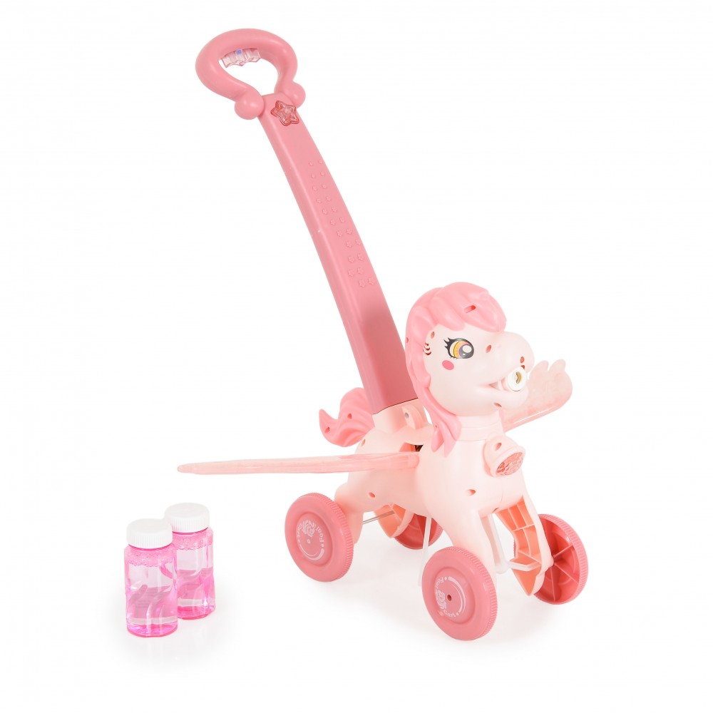 Mașină Baloane Moni Pony Pink Wings + Soluție - imagine 3