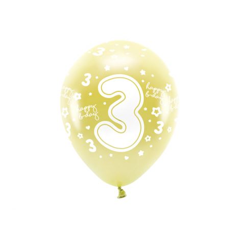 Baloane Cifra 3 Aurii Party Deco Eco 6buc