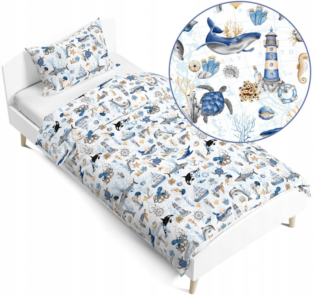 Lenjerie pat Babymam Blue Ocean 2 piese - imagine 5